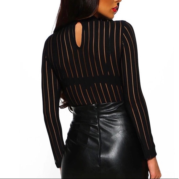 Black high neck long-sleeve bodysuit - Picture 2 of 2